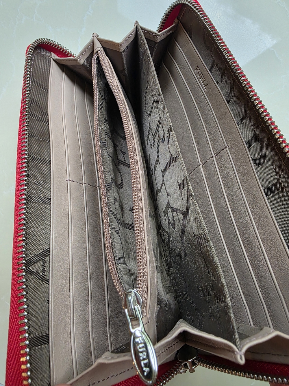 FURLA Red Zip-Around Wristlet Wallet - Gem